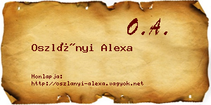 Oszlányi Alexa névjegykártya